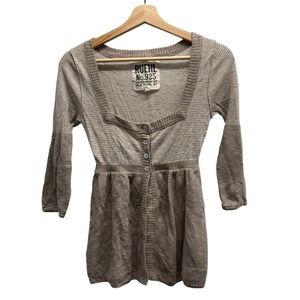 Y2K Ruehl Striped Babydoll top Brown size small A&F